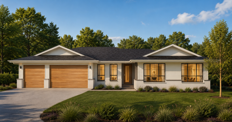 Single storey hampton country facade