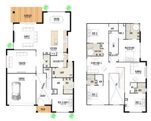 Double storey home design with potential 6 bedrooms, double garage, multiple spacious living and large outdoor space.