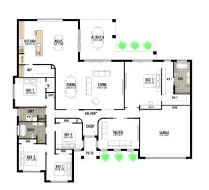 Single storey country home with 5 bedrooms multiple living areas and large outdoor space.