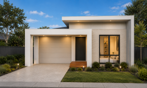 Single storey modern box facade with high ceilings