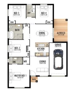 Single storey home design with 4 bedrooms
