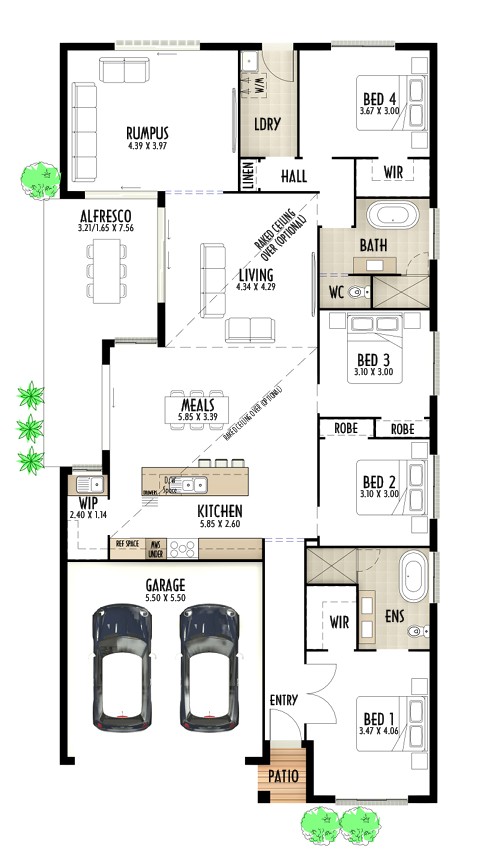 Laysan S1. Single Storey home design with 4 bedrooms, double garage and multiple living areas and large outdoor entertainment