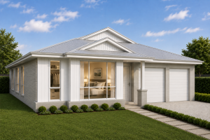 Modern Hamptons facade with double garage