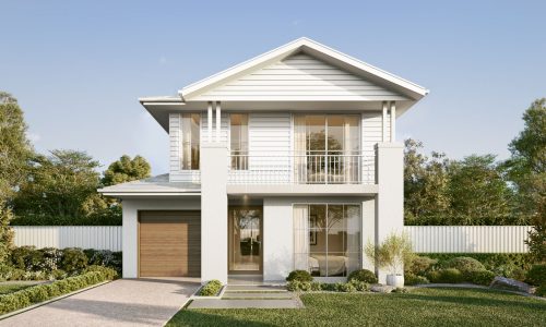 classic Coastal double storey facade with light cladding and